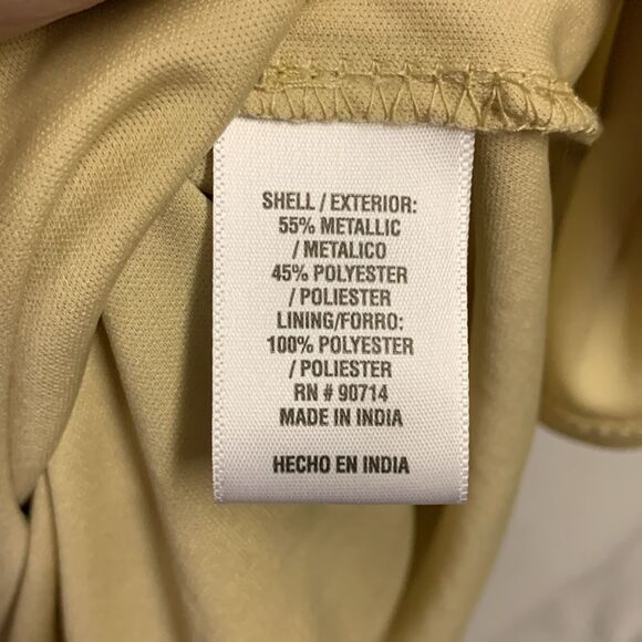 MSK Gold Metallic V-Neck Flutter Sleeve Handkerchief Hem Midi Dress Size XL - Picture 10 of 15